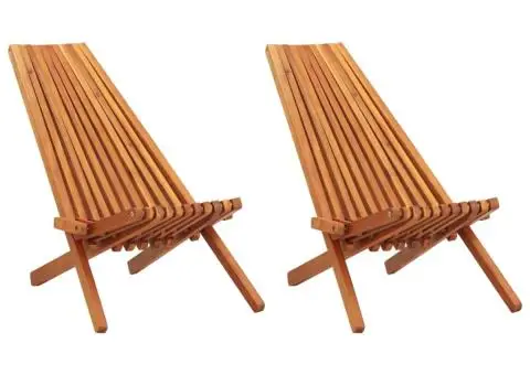 Șezlonguri de exterior pliabile, 2 buc., lemn masiv de acacia - 1/5