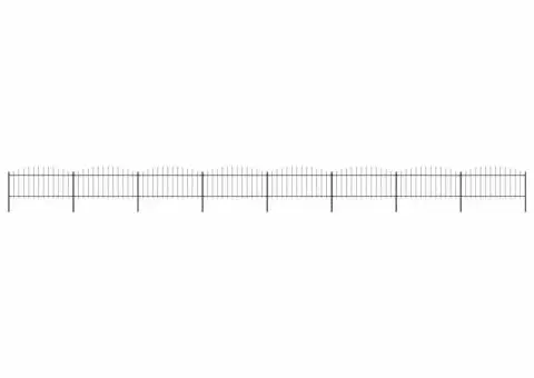 Gard de grădină cu vârf suliță, negru, 13,6 m, oțel - 1/5