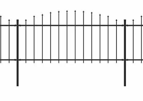 Gard de grădină cu vârf suliță, negru, 13,6 m, oțel - 2/5
