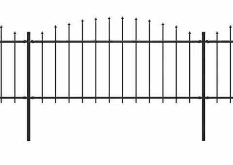 Gard de grădină cu vârf suliță, negru, 6,8 m, oțel - 2/5