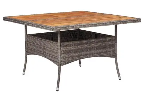 Masă de exterior, gri, poliratan și lemn masiv de acacia - 1/5