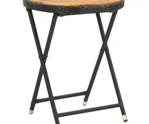 vidaXL Masă de ceai negru 60 cm poliratan lemn masiv acacia