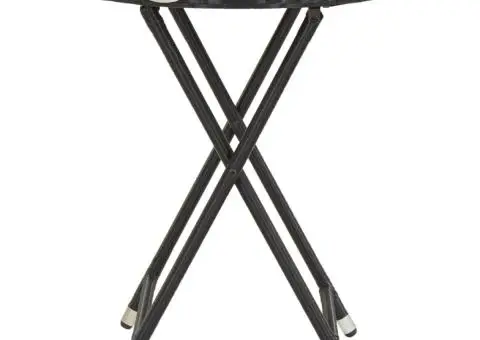 Masă de ceai negru 60 cm poliratan lemn masiv acacia - 2/5