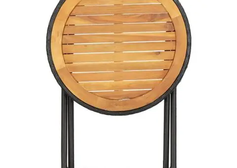 Masă de ceai negru 60 cm poliratan lemn masiv acacia - 5/5