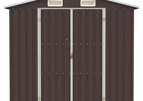 Șopron de grădină, maro, 205 x 129 x 183, oțel galvanizat - 3/5