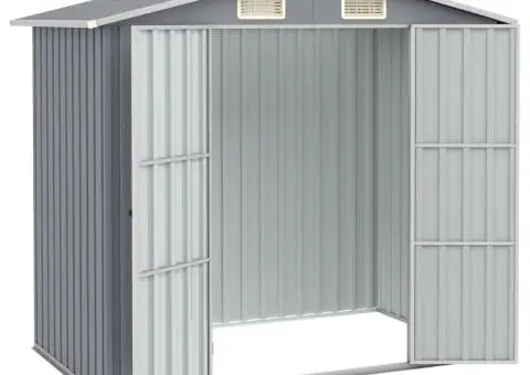 Șopron de grădină, gri, 205 x 129 x 183, oțel galvanizat - 2/5