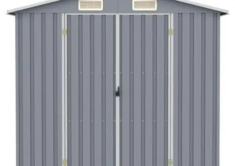 Șopron de grădină, gri, 205 x 129 x 183, oțel galvanizat - 3/5