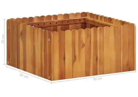 Strat înălțat de grădină, 50 x 50 x 25 cm, lemn masiv de acacia - 5/5