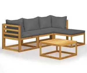 vidaXL Set mobilier grădină cu perne, 5 piese, lemn masiv acacia