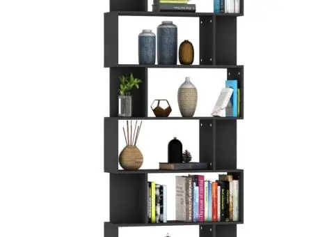 Bibliotecă/Separator cameră negru, 80x24x192 cm, lemn prelucrat - 3/5