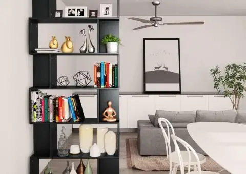 Bibliotecă/Separator cameră negru, 80x24x192 cm, lemn prelucrat - 4/5