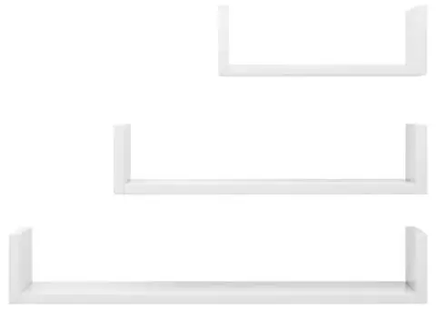Raft de perete, 3 buc., alb extralucios, PAL - 4/5