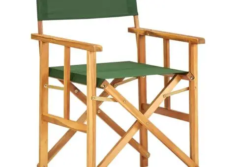 Scaune de regizor, 2 buc., verde, lemn masiv de acacia - 2/5