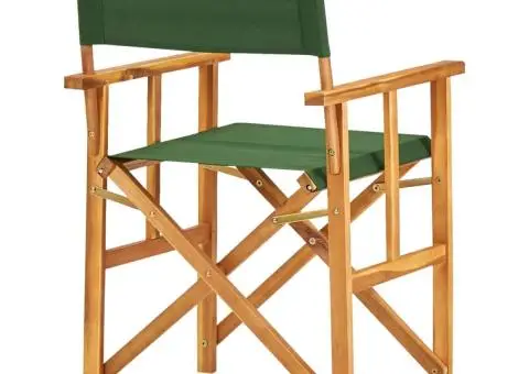 Scaune de regizor, 2 buc., verde, lemn masiv de acacia - 5/5