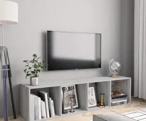 vidaXL Bibliotecă/Comodă TV, gri beton, 143x30x36 cm