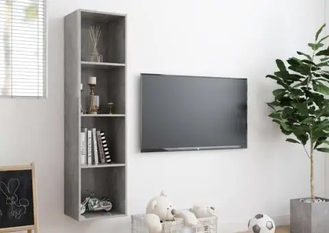 Bibliotecă/Comodă TV, gri beton, 143x30x36 cm - 3/5