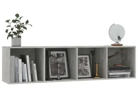 Bibliotecă/Comodă TV, gri beton, 143x30x36 cm - 5/5