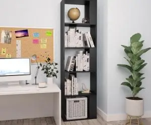 vidaXL Bibliotecă/Separator cameră negru, 45x24x159 cm, lemn prelucrat
