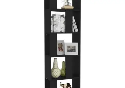 Bibliotecă/Separator cameră negru, 45x24x159 cm, lemn prelucrat - 3/5