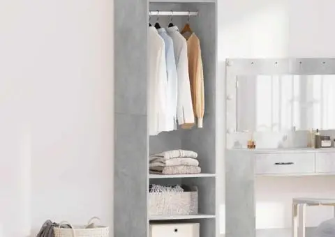 Șifonier, gri beton, 50x50x200 cm, lemn prelucrat - 1/5