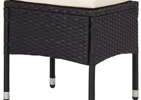 Set mobilier de exterior 5 piese, negru, poliratan, lemn acacia - 4/5