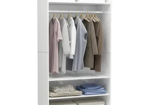 Șifonier, alb extralucios, 100x50x200 cm, lemn prelucrat - 4/5