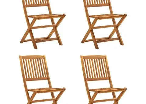 Scaune pliabile de exterior, 4 buc., lemn masiv de acacia - 1/5