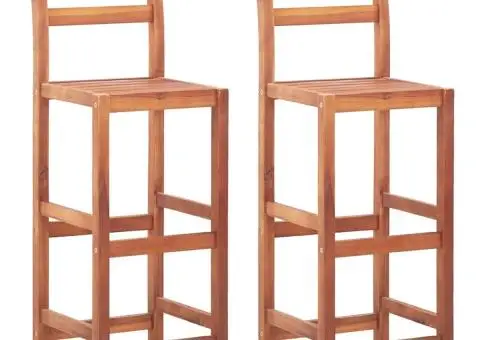 Scaune de bar, 2 buc., lemn masiv de acacia - 1/5