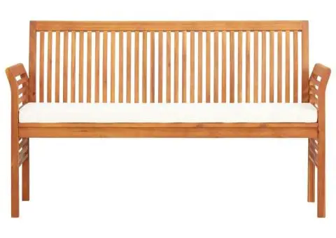 Bancă grădină cu 3 locuri & pernă, 150 cm, lemn masiv acacia - 2/5