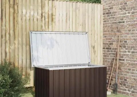 Ladă de depozitare pentru grădină, maro, 129 x 67 x 65 cm - 1/5