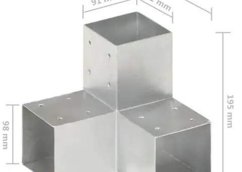 Conector de grindă, formă Y, 91 x 91 mm, metal galvanizat - 5/5