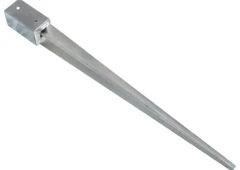 Țăruși de sol, 2 buc., argintiu, 7x7x90 cm, oțel galvanizat - 3/5