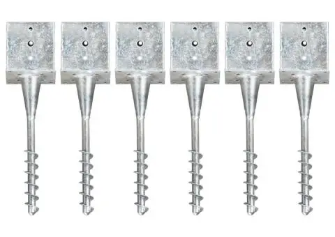 Țăruși de sol, 6 buc., argintiu, 14x14x58 cm, oțel galvanizat - 1/5