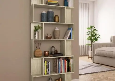 Bibliotecă/Separator, stejar sonoma 80x24x192 cm lemn prelucrat - 1/5