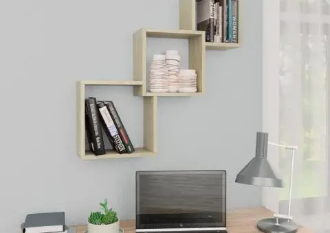 Rafturi de perete, cub, stejar sonoma, 68x15x68 cm, PAL - 1/5