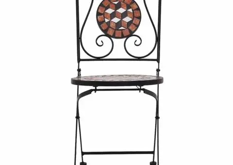 Scaune bistro cu mozaic, 2 buc., maro, ceramică - 3/5