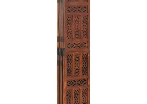 Paravan cameră sculptat manual 5 panouri maro 200x165 cm mango - 2/5