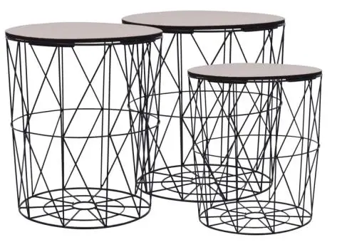 Măsuță de cafea, 3 buc., negru - 2/5