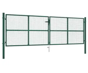 vidaXL Poartă de grădină din plasă, verde, 390 x 125 cm, oțel