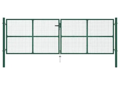 Poartă de grădină din plasă, verde, 390 x 125 cm, oțel - 2/5