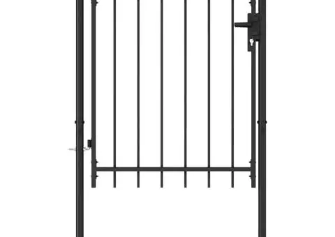 Poartă de gard cu o ușă, vârf arcuit, negru, 1 x 1,2 m, oțel - 4/5