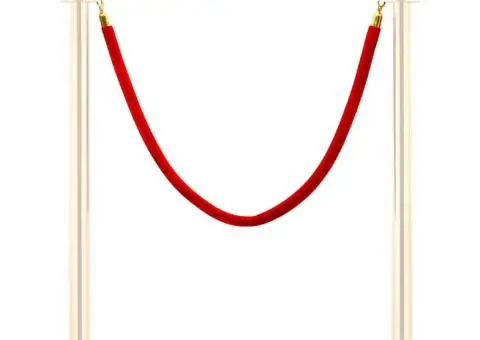 Cordon de delimitare pentru stâlpi, roșu și auriu, catifea - 1/5