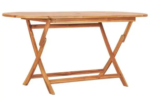 Set mobilier de exterior pliabil, 7 piese, lemn masiv de tec - 2/5