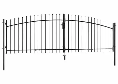 Poartă de gard cu două uși, cu vârfuri de suliță, 400 x 200 cm - 1/5