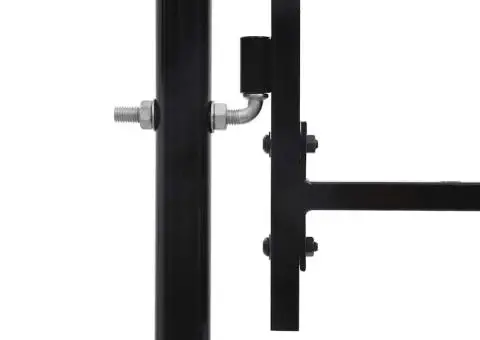 Poartă de gard cu o ușă, vârf ascuțit, negru, 1 x 1 m, oțel - 5/5