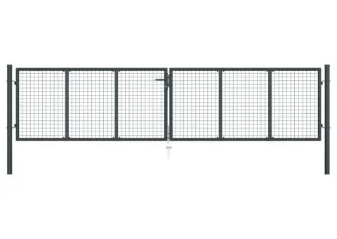 Poartă de grădină din plasă, gri, 400 x 150 cm, oțel galvanizat - 1/5