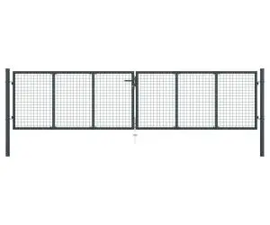 vidaXL Poartă de grădină din plasă, gri, 400 x 150 cm, oțel galvanizat