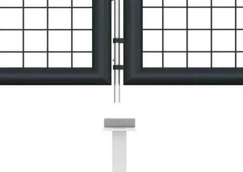 Poartă de grădină din plasă, gri, 400 x 150 cm, oțel galvanizat - 5/5