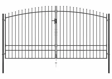Poartă de gard cu două uși, cu vârfuri de suliță, 400 x 248 cm - 2/5