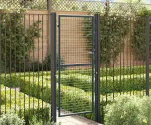 vidaXL Poartă de grădină din plasă, gri, 100x250 cm, oțel galvanizat
